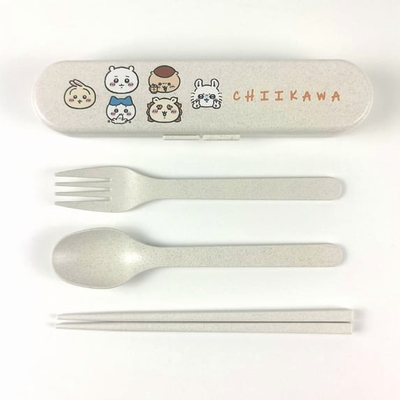 Chiikawa Fork Spoon Usagi Cartoon Cute Chopsticks PP Environmental Friendly Tableware Set Portable Travel Picnic