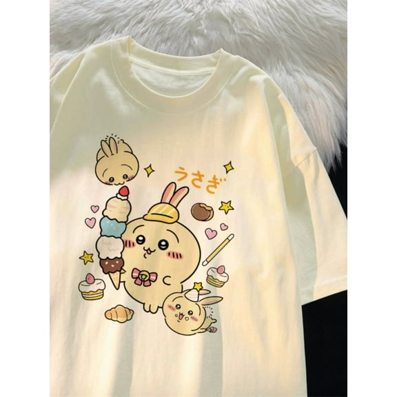 Chiikawa Hachiware Usagi Cute Cartoon Y2K Women‘s and men’s T-Shirt Short-Sleeve Summer ONeck Oversize Clothes