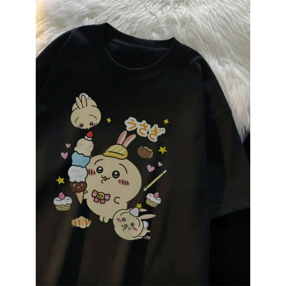 Chiikawa Hachiware Usagi Cute Cartoon Y2K Women‘s and men’s T-Shirt Short-Sleeve Summer ONeck Oversize Clothes