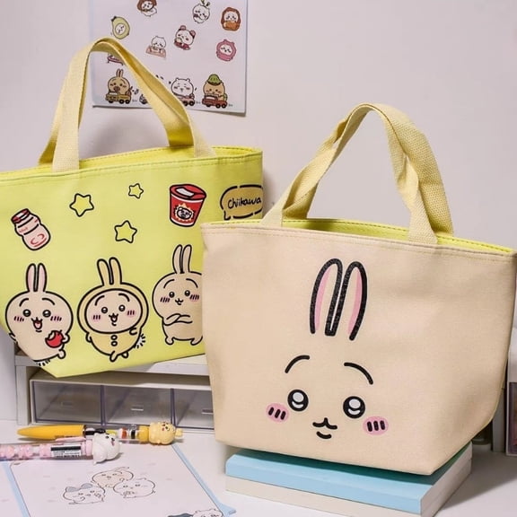 Chiikawa Hachiware Usagi Double-sided Pattern Insulated Lunch Bag Portable Bento Thermal Food Storage Handbag for Students Gift