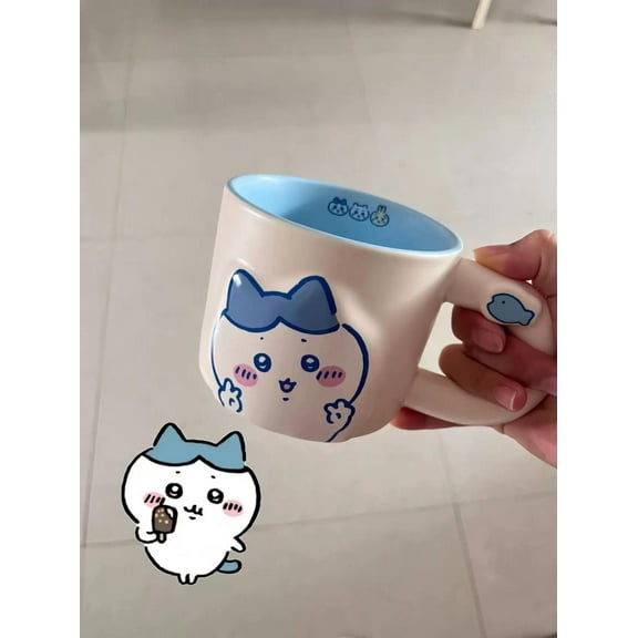 Chiikawa Hachiware Usagi mug, cute ceramic mug, buffalo milk coffee mug, birthday gift