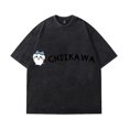thumbnail image 1 of Chiikawa Merch T-shirt, Retro Washed And Distressed Short-sleeved Top, Unisex Cute Printed Pullover T-shirt, 1 of 2