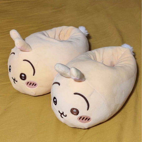 Chiikawa Slippers Fashion Couple Autumn and Winter Home Indoor Non-slip Thick-soled Shoes Thickening Warm Plush Slippers