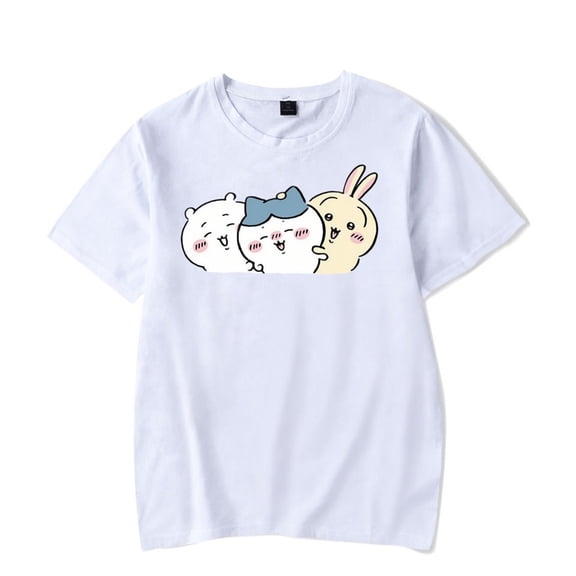 Chiikawa T-shirt, A Stylish Round-neck Unisex Harajuku Cute Chiikawa Printed Short-sleeved Top