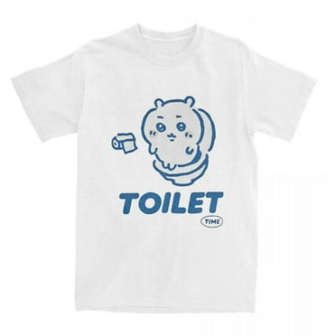 Chiikawa Toilet Time T Shirt Male Aesthetic Pure Cotton T-Shirts Summer Comfortable Popular Tee Shirt Custom Logo Oversized Tops