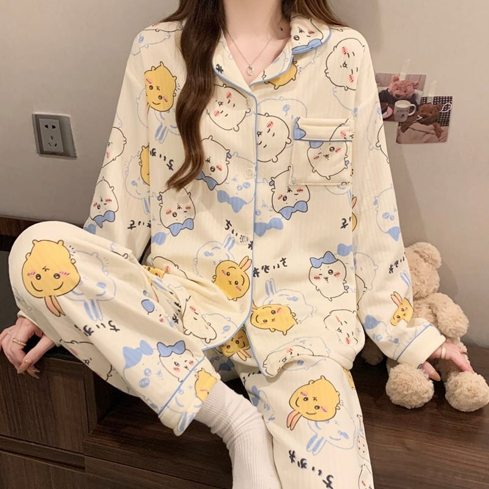 Chiikawa Usagi Hachiware Air Cotton Interlayer Pajamas Autumn Winter  Thickened Insulation Cartoon Home Suit Two-Piece Set - Walmart Business  Supplies