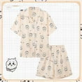 thumbnail image 1 of Chiikawa Usagi Hachiware Pajamas Summer Ice Silk Short-sleeved Summer Thin Home Clothes Three-piece Set, 1 of 7
