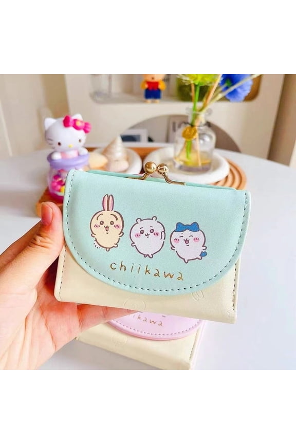 Chiikawa Wallet Usagi Cartoon Cute Character Short Buckle Change Card Bag Portable Wallet Creative Birthday Gift