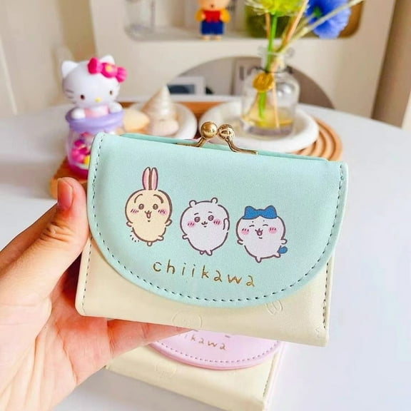 Chiikawa Wallet Usagi Cartoon Cute Character Short Buckle Change Card Bag Portable Wallet Student  Creative Birthday Gift