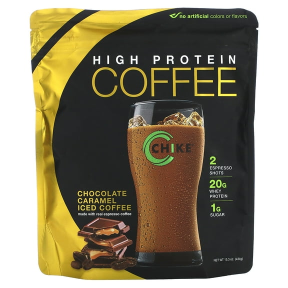 Chike Nutrition High Protein Iced Coffee, Chocolate Caramel, 15.3 oz (434 g)