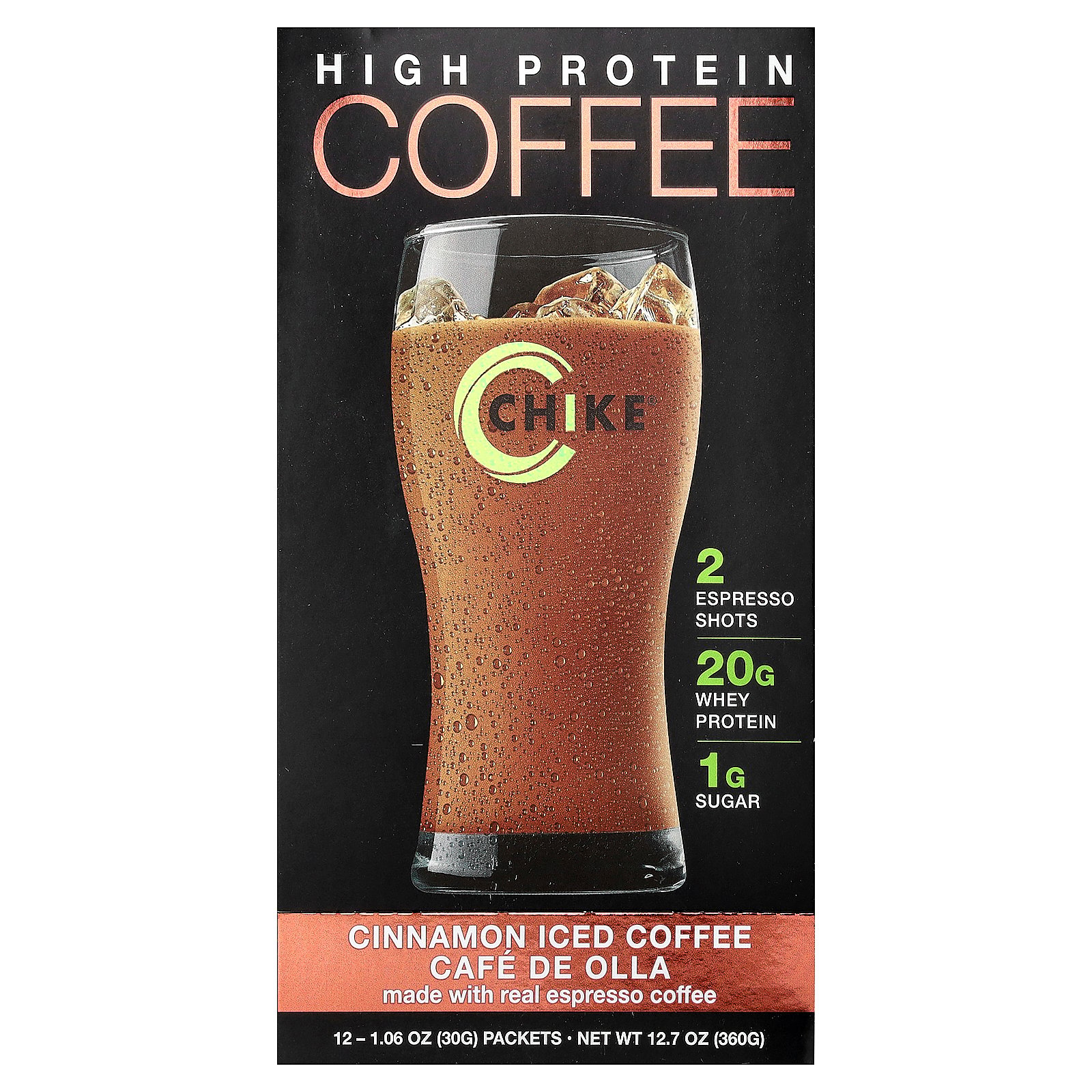 thumbnail image 1 of Chike Nutrition High Protein Iced Coffee, Cinnamon, 12 Packets, 1.06 oz (30 g) Each, 1 of 6