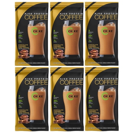 Chike Nutrition High Protein Iced Coffee Single Packets (6-Pack) Flavor: Chocolate Caramel