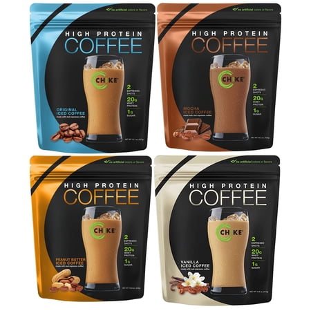 Chike Nutrition High Protein Iced Coffee - Variety Packs! Size: Variety Pack (4 x 16oz Bag)