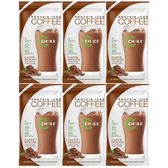 Chike Nutrition Natural High Protein Iced Coffee Single Packets - Caff Mocha (6-Pack)