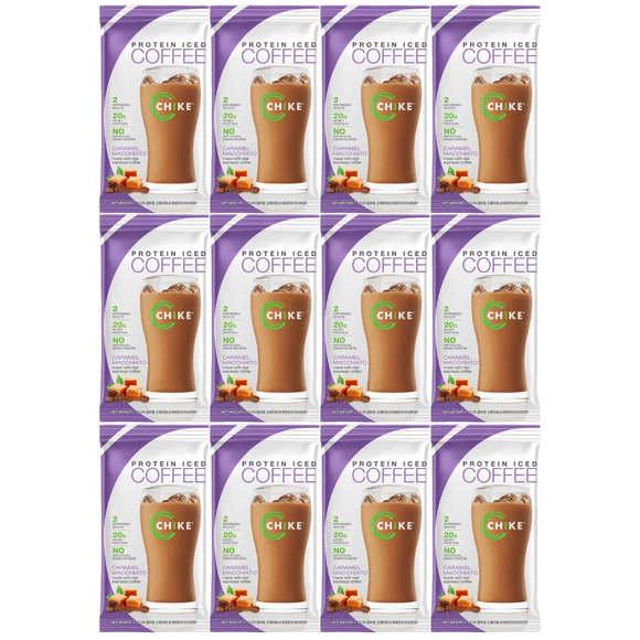 Chike Nutrition Natural High Protein Iced Coffee Single Packets - Caramel Macchiato (12-Pack)