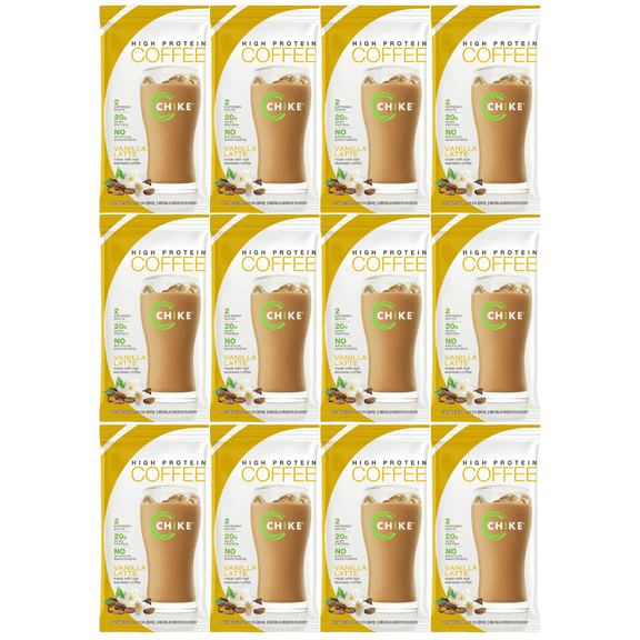 Chike Nutrition Natural High Protein Iced Coffee Single Packets - Vanilla Latte (12-Pack)