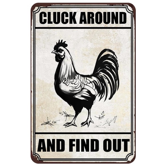 Chiken Gifts Funny Chicken Metal Sign For Home Chicken Decor Coop Rooster Decorations Farm Kitchen Chicken Wall Stuff 8x12 Inches