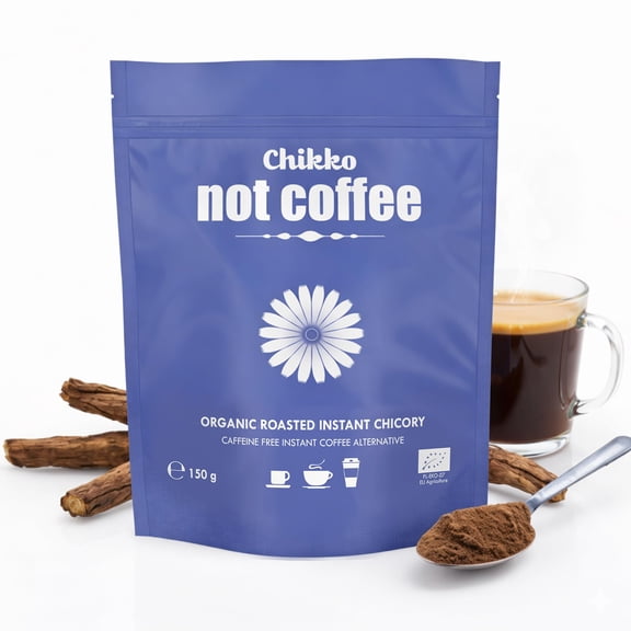 Chikko Not Coffee Organic Chicory Coffee 150g - No Added Sugars - Instant Decaf Coffee Alternative, Vegan - Made from Natural Roasted Chicory Root Powder - No Chemicals, 150g