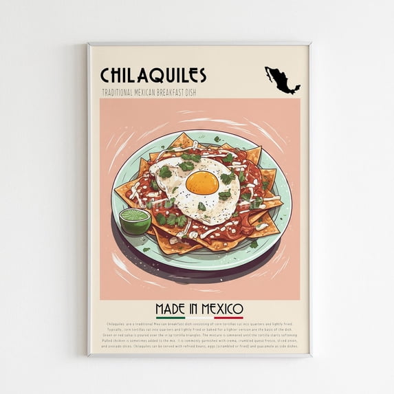 Chilaquiles Poster Mexico Food Print Chilaquiles Art Kitchen Wall Decor Mexico Cuisine Cafe Wall Art Taco Burrito