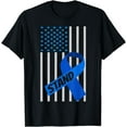 thumbnail image 1 of Child Abuse Awareness Shirts USA Flag Blue Ribbon Shirt, 1 of 4