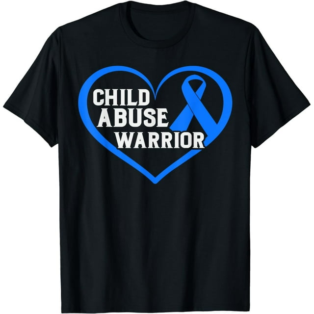 Child Abuse Awareness Warrior Blue Heart Domestic Violence T-Shirt ...