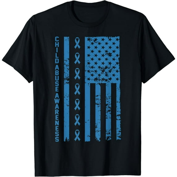Child Abuse Prevention Awareness Costume Ribbon America Flag T-Shirt