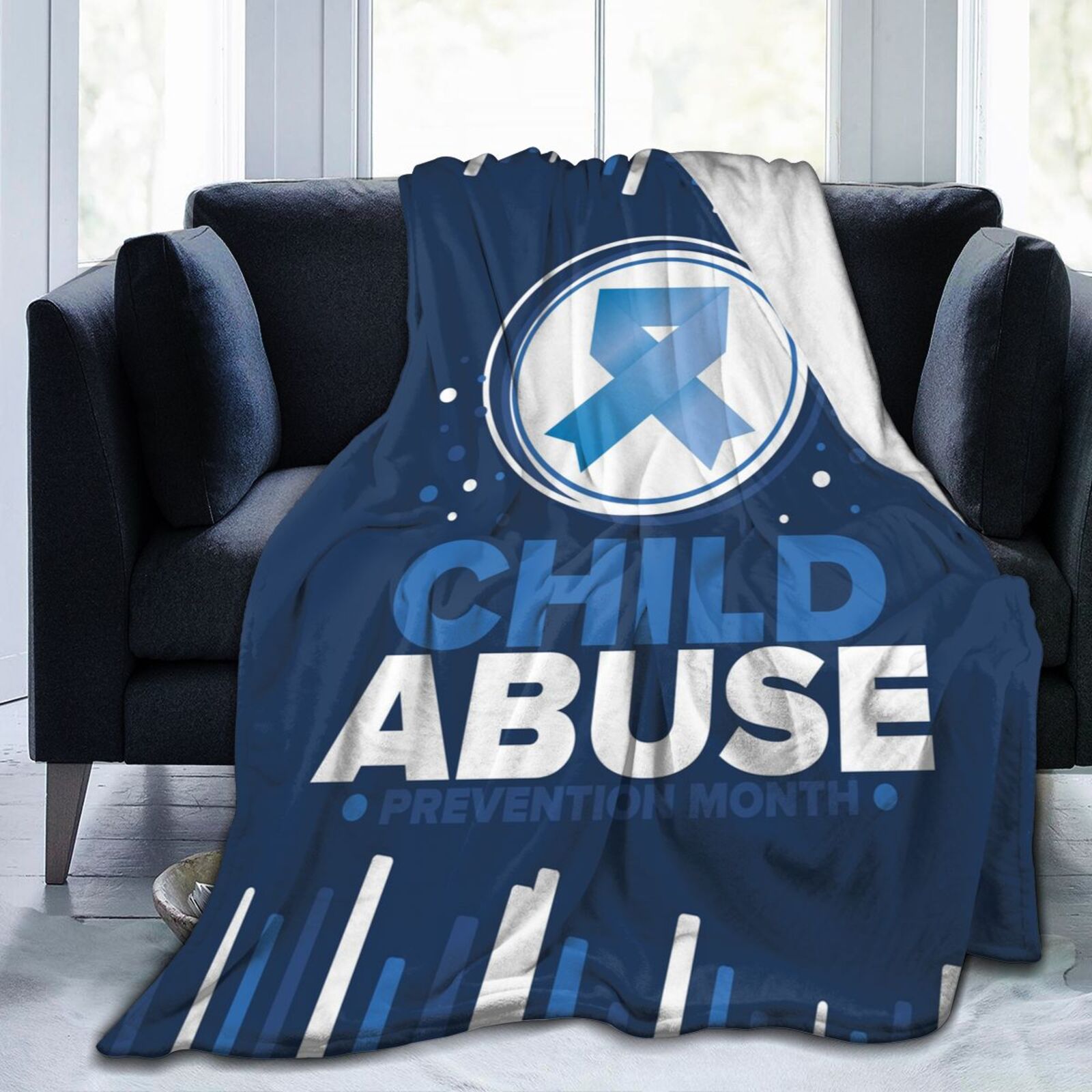 Child Abuse Prevention Awareness Month Throw Blanket Soft Cozy Warm