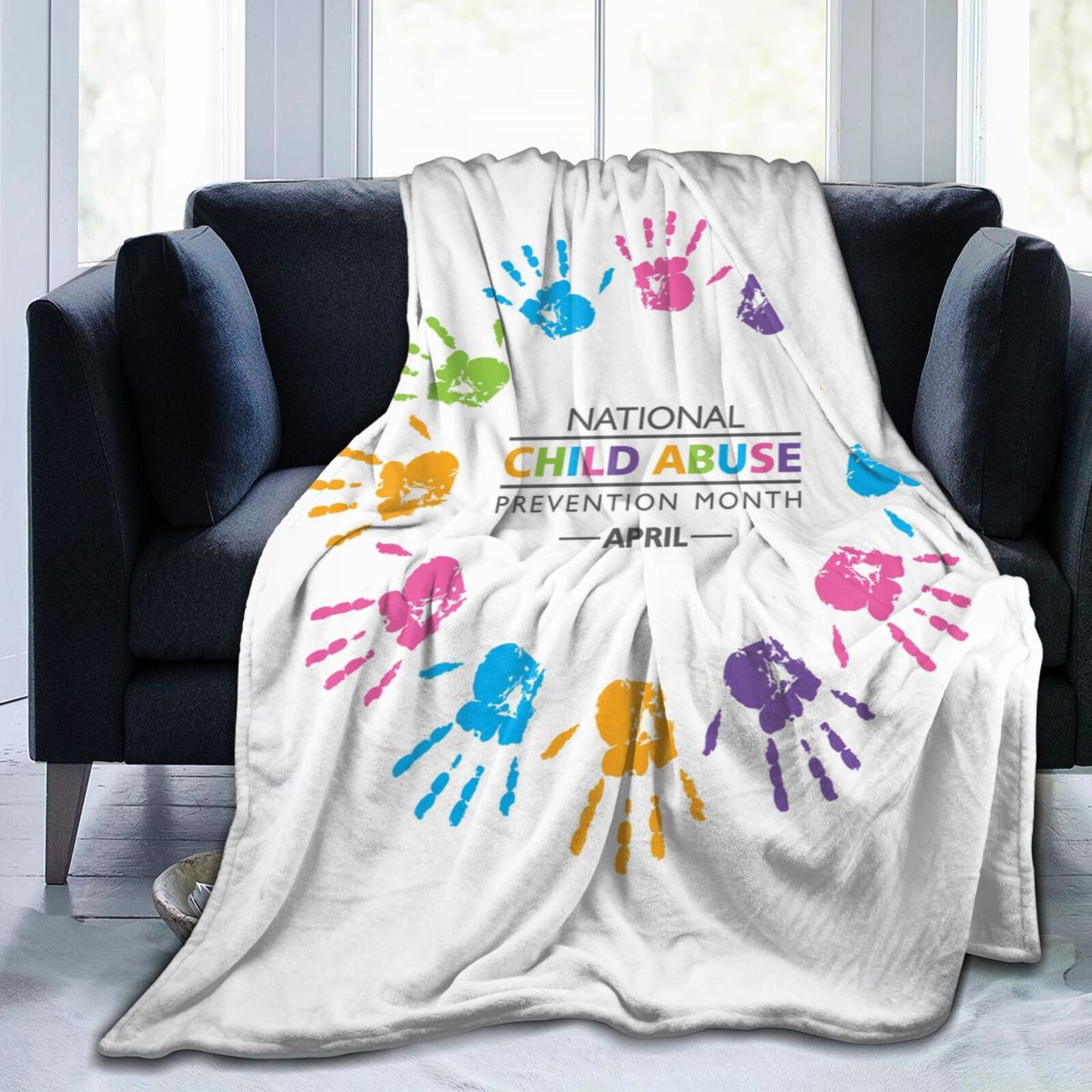 Child Abuse Prevention Awareness Month Throw Blanket Soft Cozy Warm