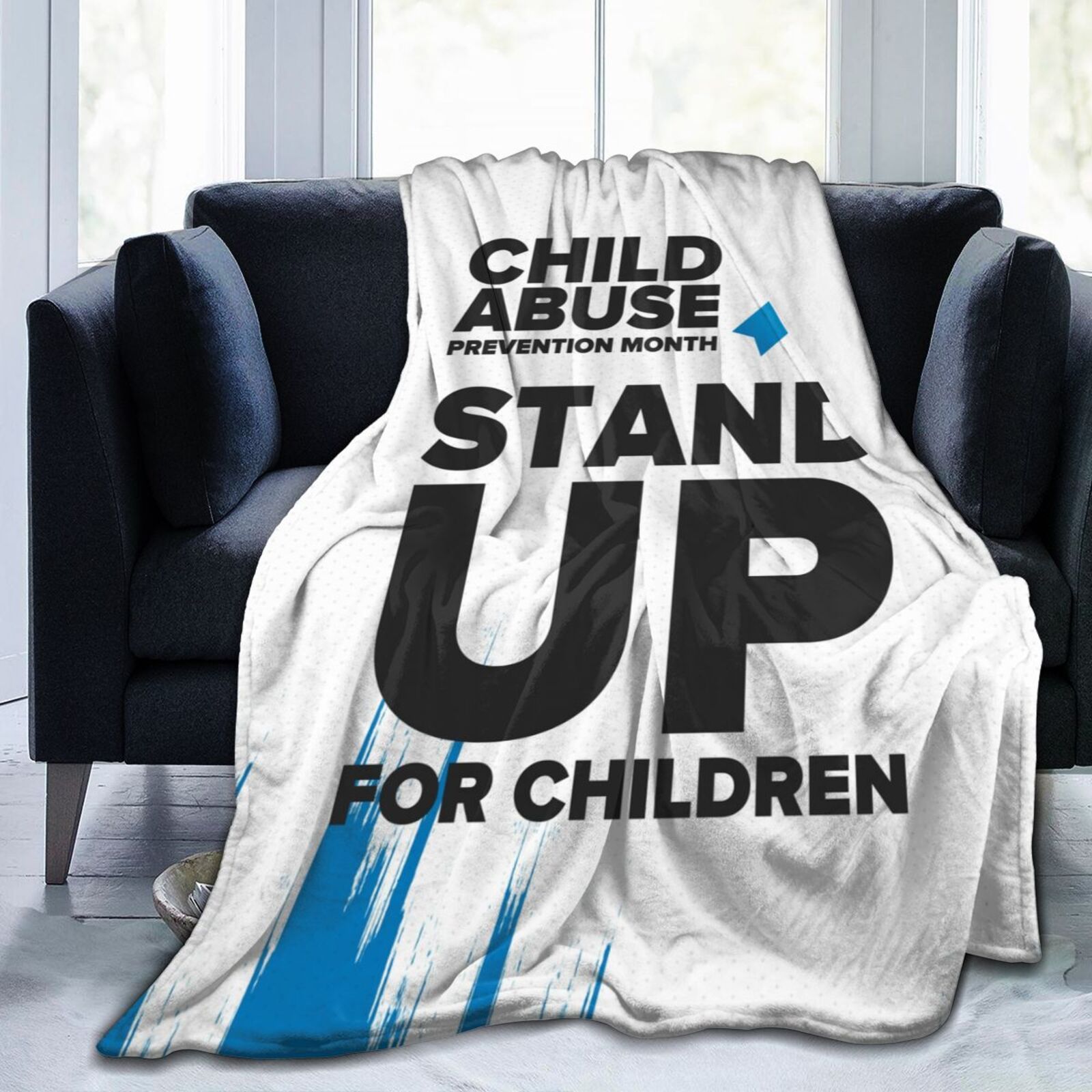 Child Abuse Prevention Awareness Month Throw Blanket Soft Cozy Warm