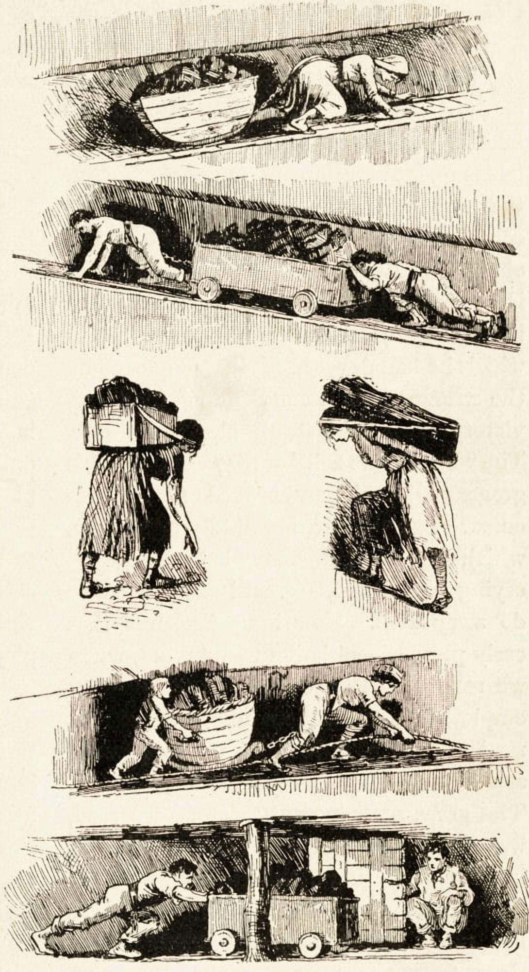 Child And Woman Labour In The Coal Mines Prior To 1843 Canvas Art - Ken Welsh Design Pics (11 x 20)