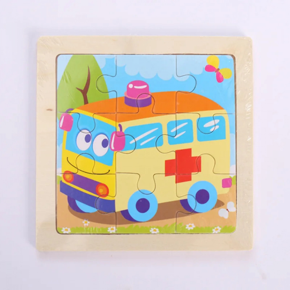 Child Animal Wooden Puzzle Montessori Cognitive Game Cartoon Traffic ...