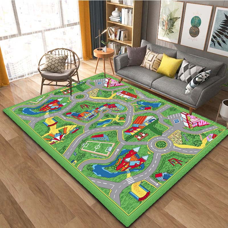 Child Baby Highway City Traffic Cartoon Map Area Rugs for Living Room ...