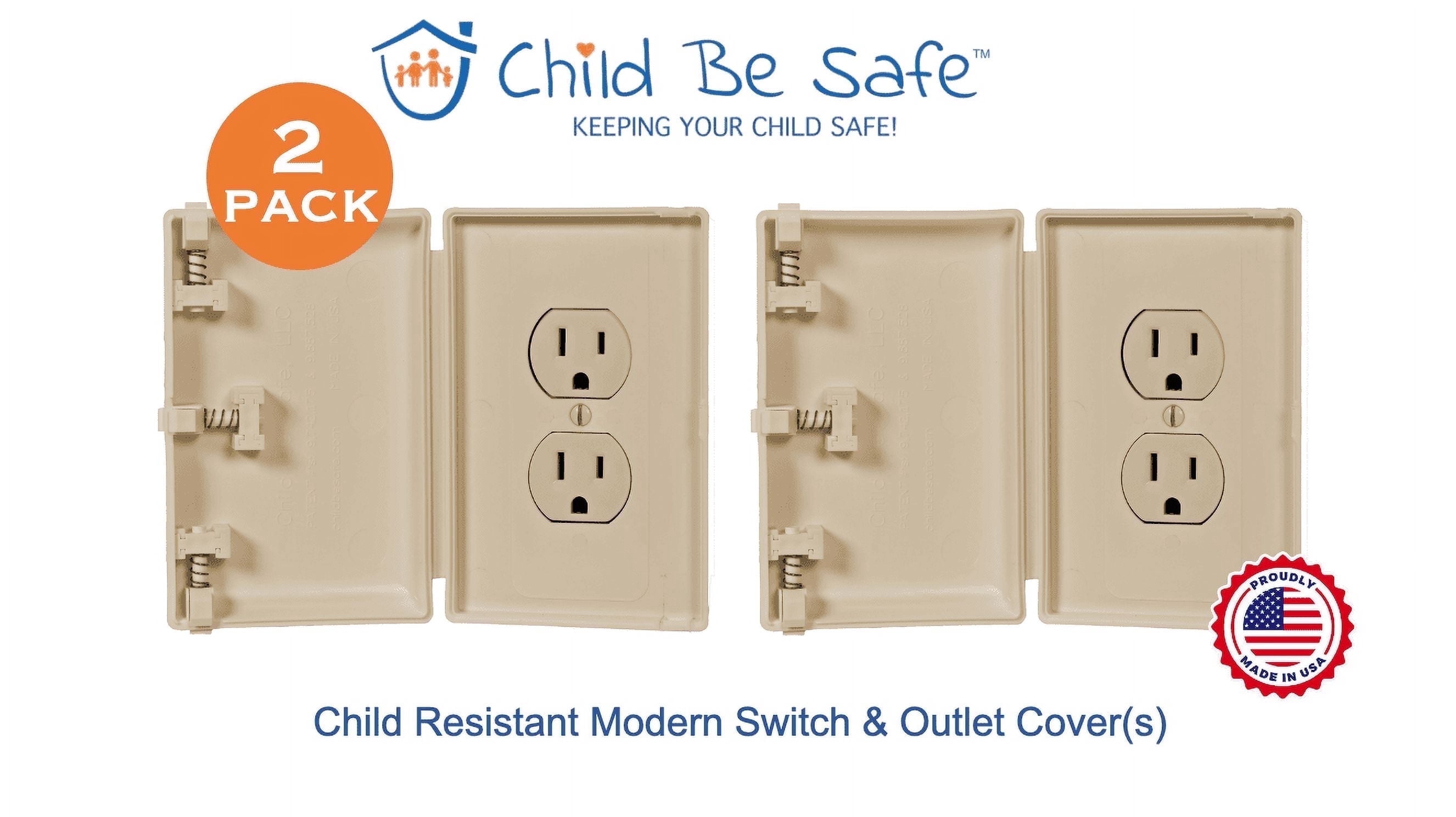 Child Be Safe Infant and Pet Proof Outlet Cover Box, Ivory, 2 Piece