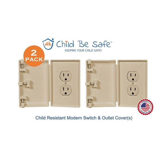 Child Be Safe Infant and Pet Proof Outlet Cover Box, Ivory, 2 Piece