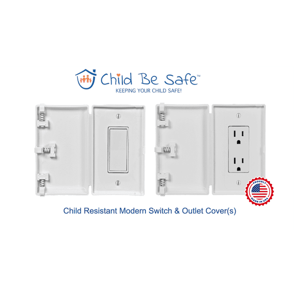 Child Be Safe Infant and Pet Proof Rocker Switch and Outlet Cover Box, White , 1 Piece