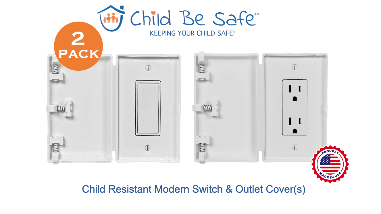 Child Be Safe Infant and Pet Proof Rocker Switch and Outlet Cover Box, White, 2 Piece