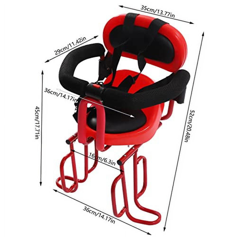 Child Bike Seat, Mount Baby Bike Seat with Back Rest Armrest Foot Pedals, Rear Mounted Child Bike Seat with Guadrail, Child Carrier Bike Chair Suitable for Children Aged 6 Months to 6 Years Old