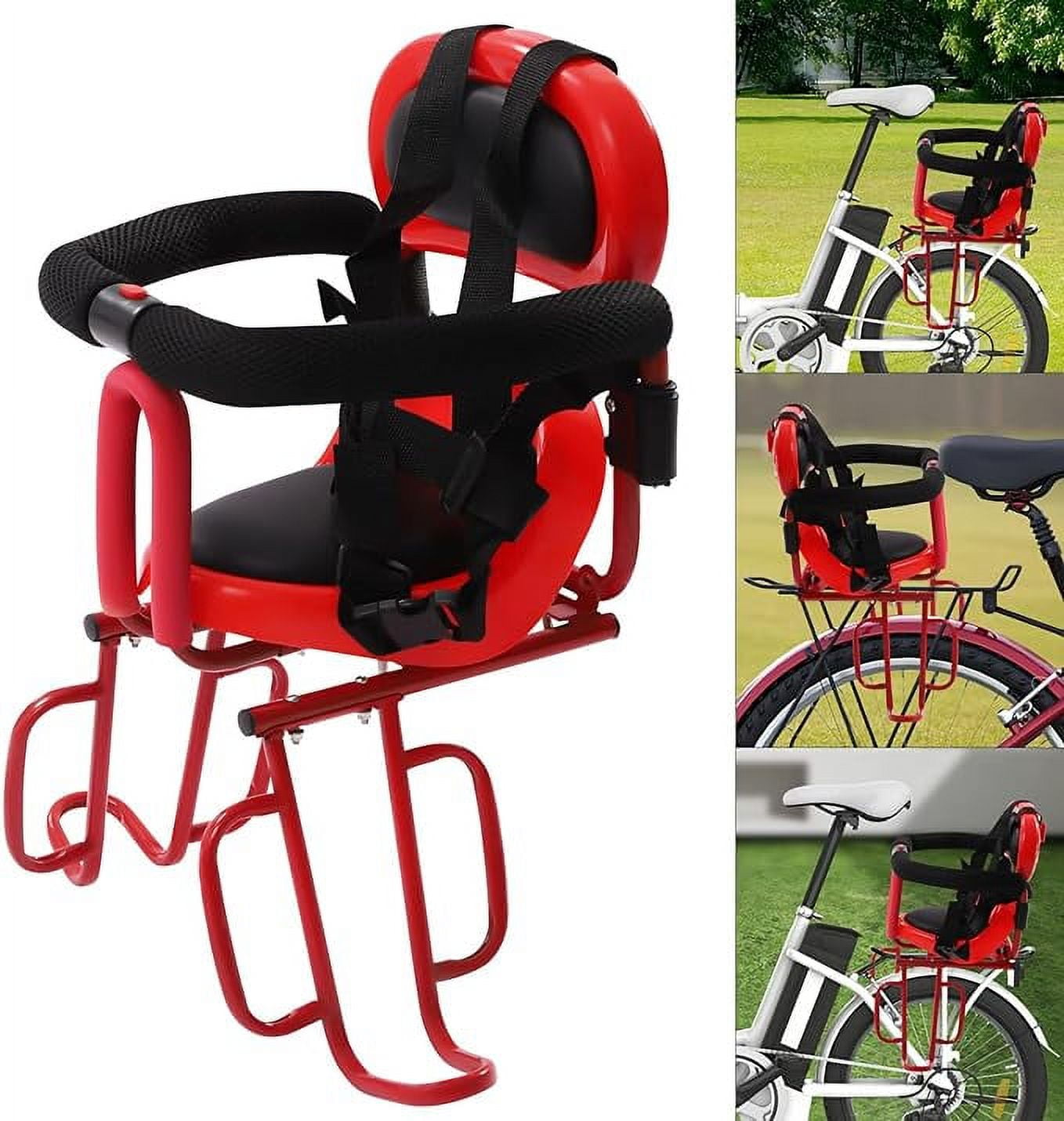 Child Bike Seat Rear Mounted Seat Carrier for and Toddlers 6M 6Y Red