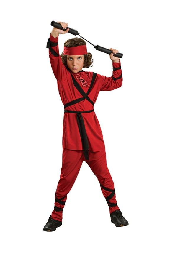 Child's Red Ninja Samurai Warrior Costume Boys Large 12-14