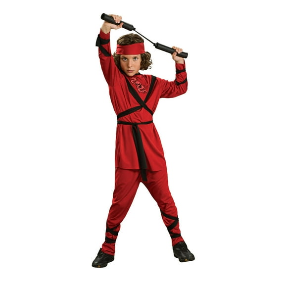 Child's Red Ninja Samurai Warrior Costume Boys Large 12-14