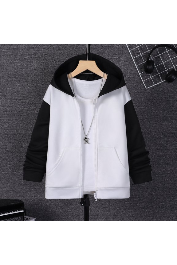 Child Boys' Autumn Winter Long Sleeved Color Block Hooded Zipper Coat Top Clothes Winter Coats for Boys Light down Puff Vest Toddler Boy 5 Coat 5t Boys Jackets Boys Teal Winter Coat Warmest