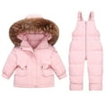 thumbnail image 1 of Child Boys Girls Ski Match Outfits Sets Jackets Coveralls Cute Print Hood Winter Thick Warm Puffer Hooded Pullover Clothes,Pink 3,18 Months, 1 of 5