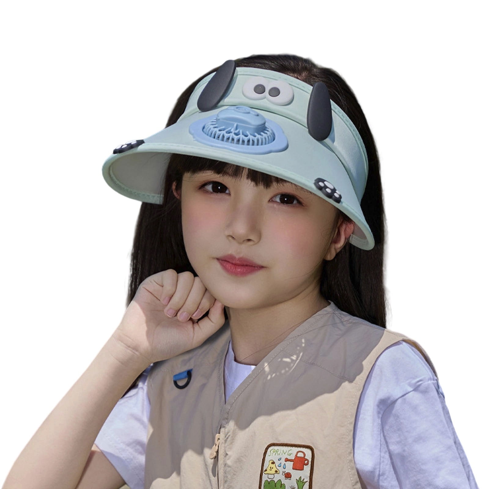 Child Boys Girls Sun Hat With USB Fan Adjustable Cute Cartoon Outdoor ...