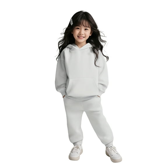 Child Boys Girls Sweatsuit Set 2 Piece Long Sleeve White Basic Hoodie and Jogger Pants Fall Clothes Toddler Boy Clothes 6-7 Years