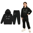 thumbnail image 1 of Child Boys Girls Sweatsuit Set 2PC Long Sleeve Black Hooded Sweatsuits Pullover and Jogger Sweatpants Fall Winter Clothes Little Girls Clothes6-7 Years, 1 of 7