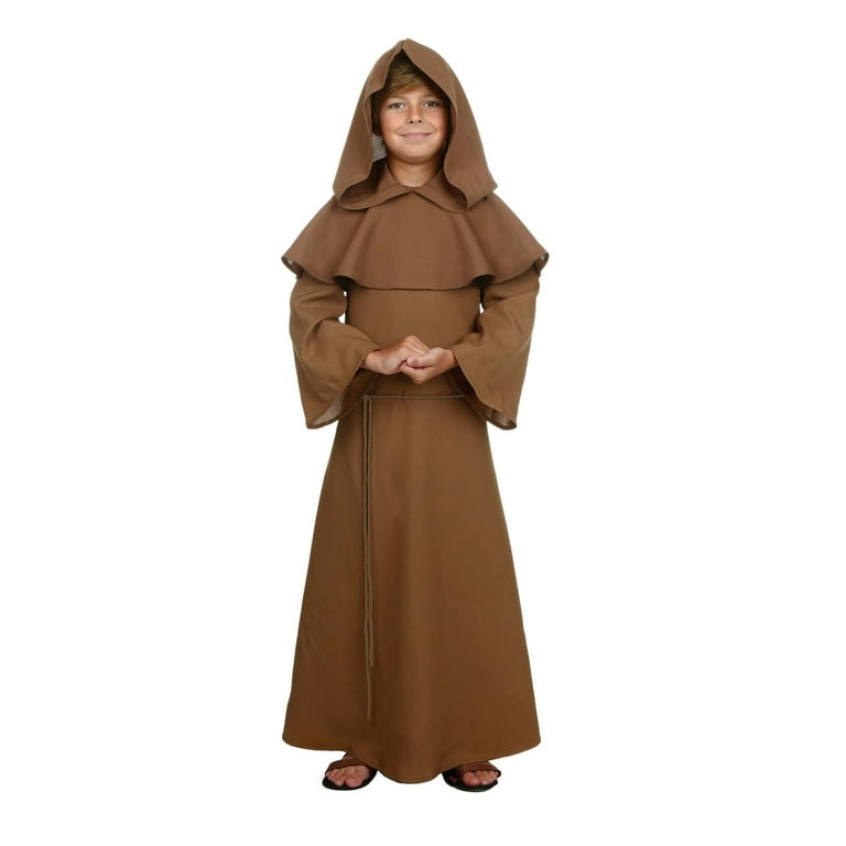 FUN Costumes, Kids Brown Monk Robe Costume, Medieval Hooded Halloween Outfit  - Walmart.com