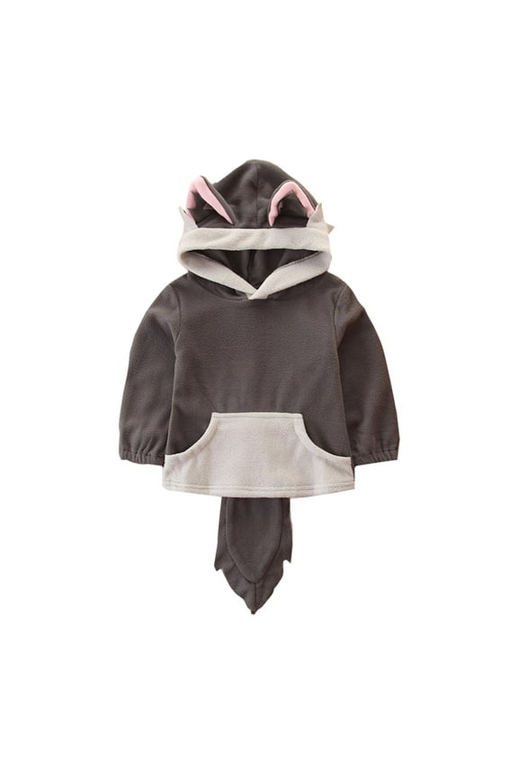 Child Cartoon Wolf Long Sleeve Fashion Sweatshirt Warm Hoodie Casual Tops