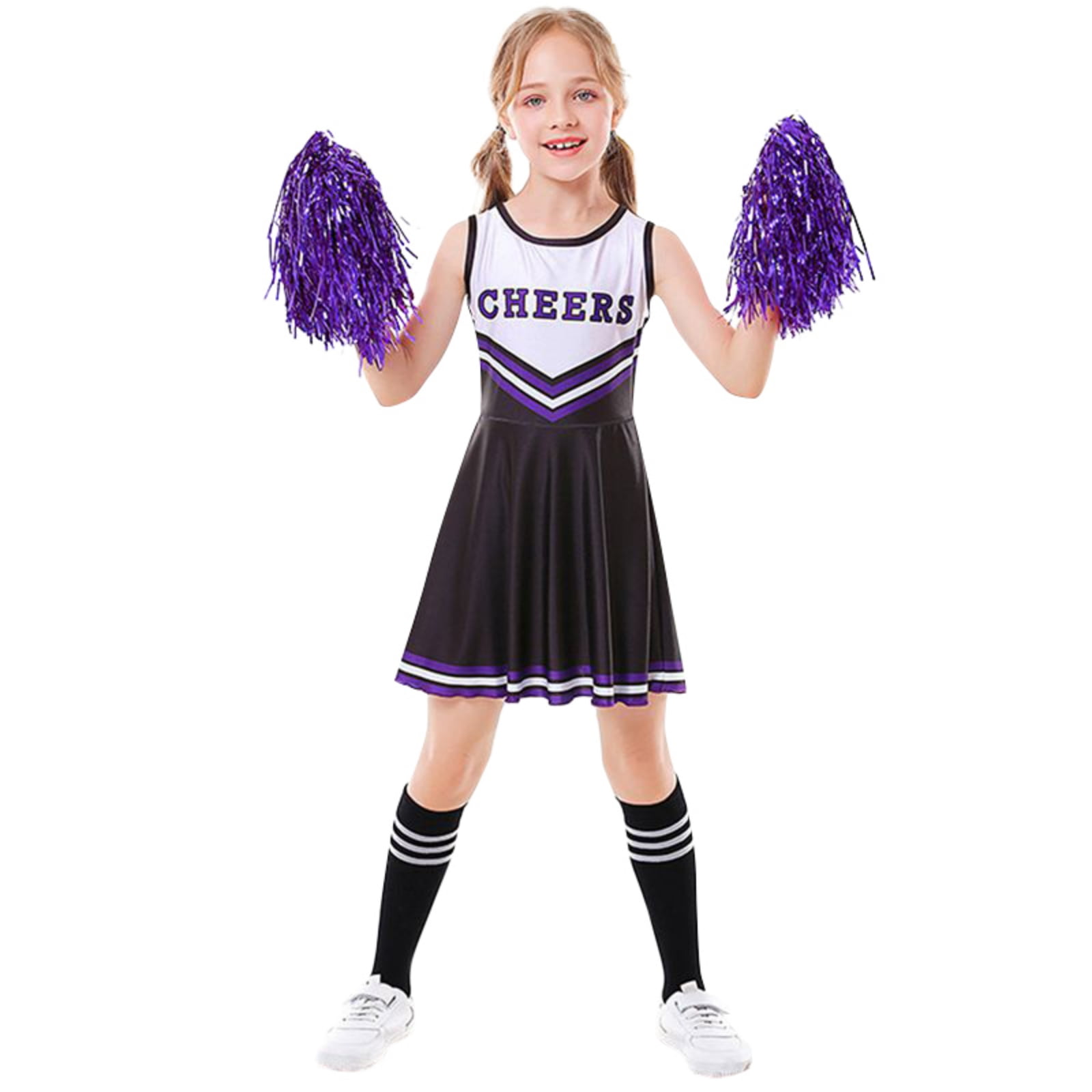 Child Cheerleader Costume School Girl Outfits Fancy Dress Cheer Leader