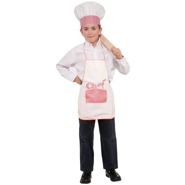 Child Chef Hat and Apron Set White OS