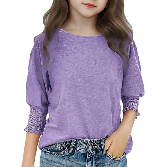 Child Clothes for Girls Girls Short Sleeve Tops Round Neck Teen Summer Clothes Girls 7-8 Years Clothes